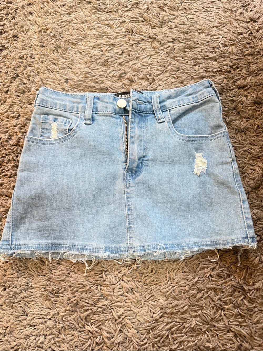 POSTER GIRL Light Blue Distressed Denim Mini Skirt
